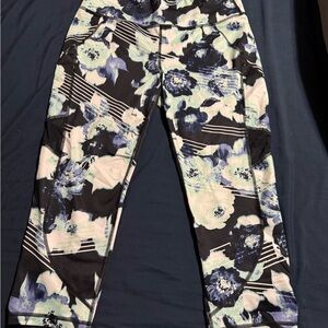 Fila Sport Capri Leggings with Blue and White Floral Design